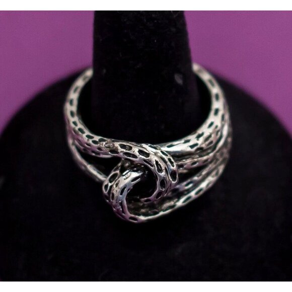 Vintage Boho Silver Tone Ring by PD Size 9 1/2 - Q18 - Picture 1 of 3